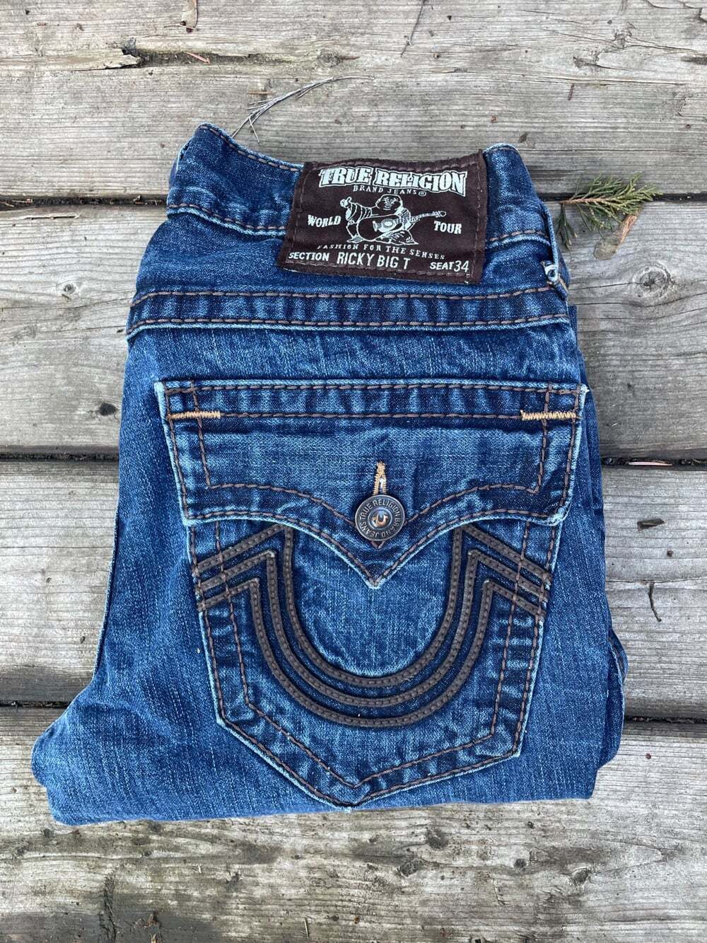 TRUE RELIGION RICKY BIG T MEN’S JEANS BLUE 30W USA MADE STRAIGHT COWBOYS